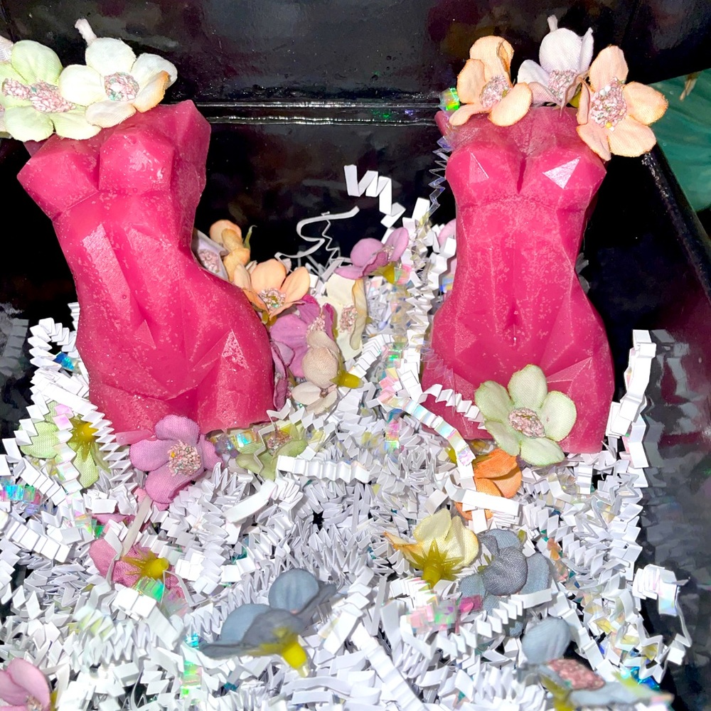 Female lady figure each candle is sold separately which includes a reusable jar